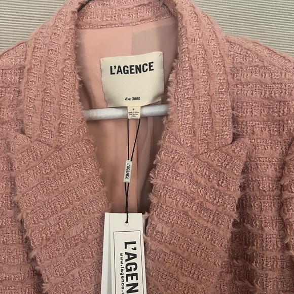 L'Agence Chamberlain Tweed Blazer - Dusty Pink Size 6 - Picture 4 of 4